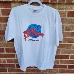 Vintage Planet Hollywood London Tee Shirt Men's Size Large White Short Sleeve